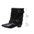 new arrival belt buckle pointed suede low heel trouser boots autumplus sizeretro thick heel knee socks boots for women wholesale