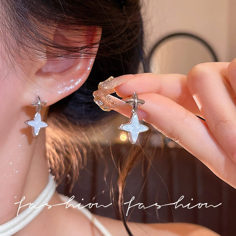 Spring break style white floral earrings - unique dopamine studs, niche design, versatile earrings