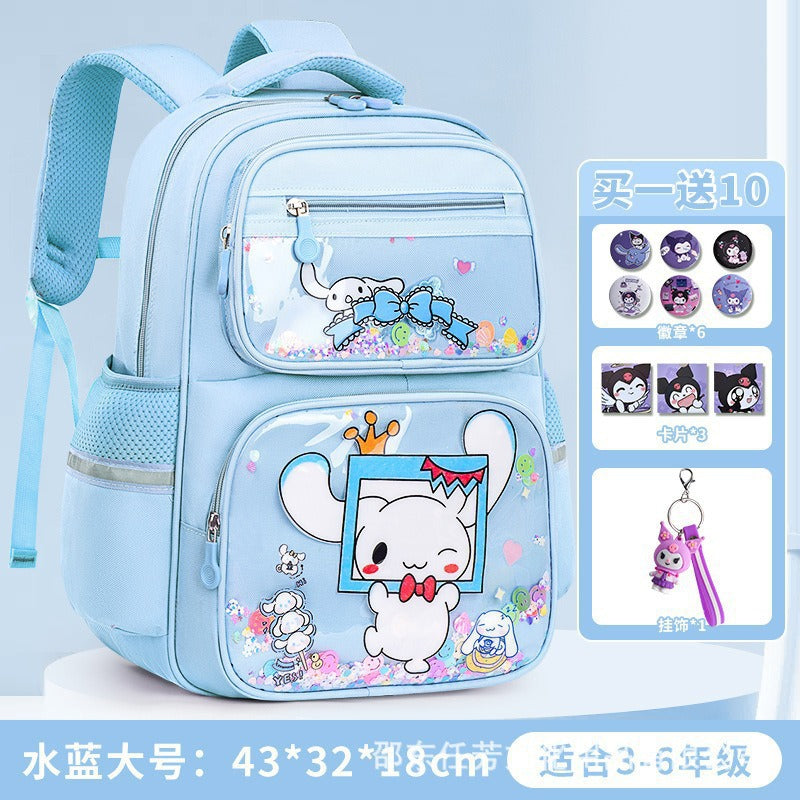 cartoon school backpack for elementary school students, grades 1-6 - quicksand cute girl kuromi fun backpack
