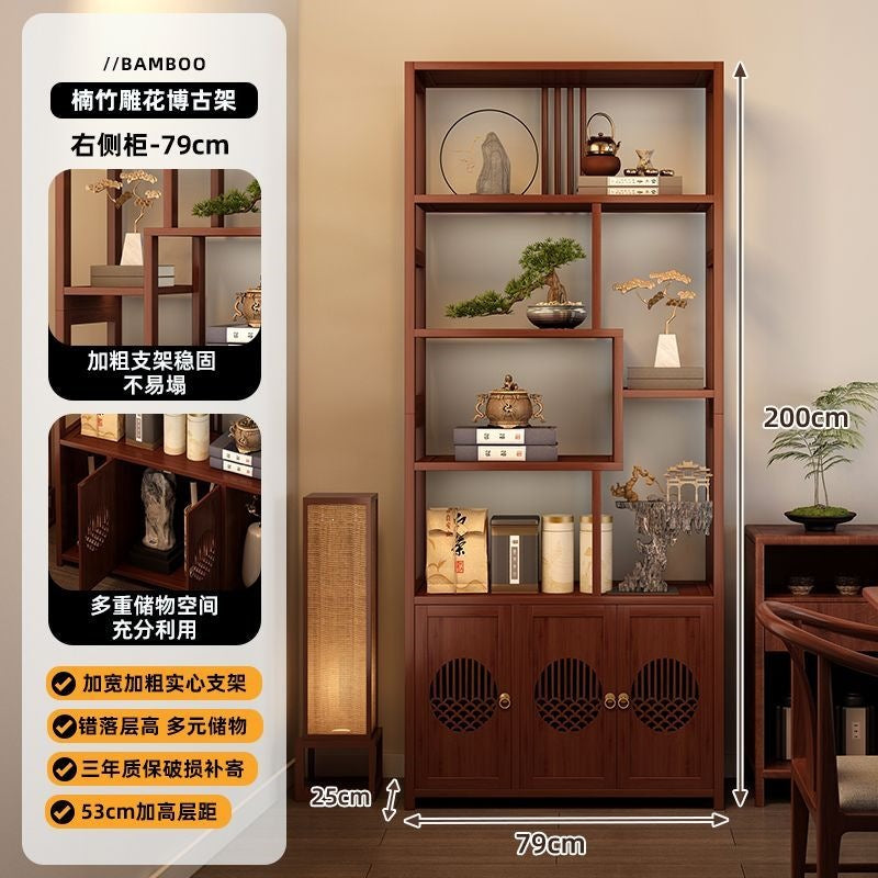 Chinoiserie bogu rack tea set storage rack living room tea display rack duobao pavilion for home tea cabinet purple clay pot display rack