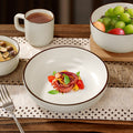 European minimalist black line dinnerware set, ceramic steak plate for restaurants and hotels, personalized fruit and salad bowl for home use