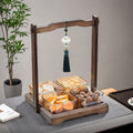 Lifting plate [four compartments] + amber glass bowl