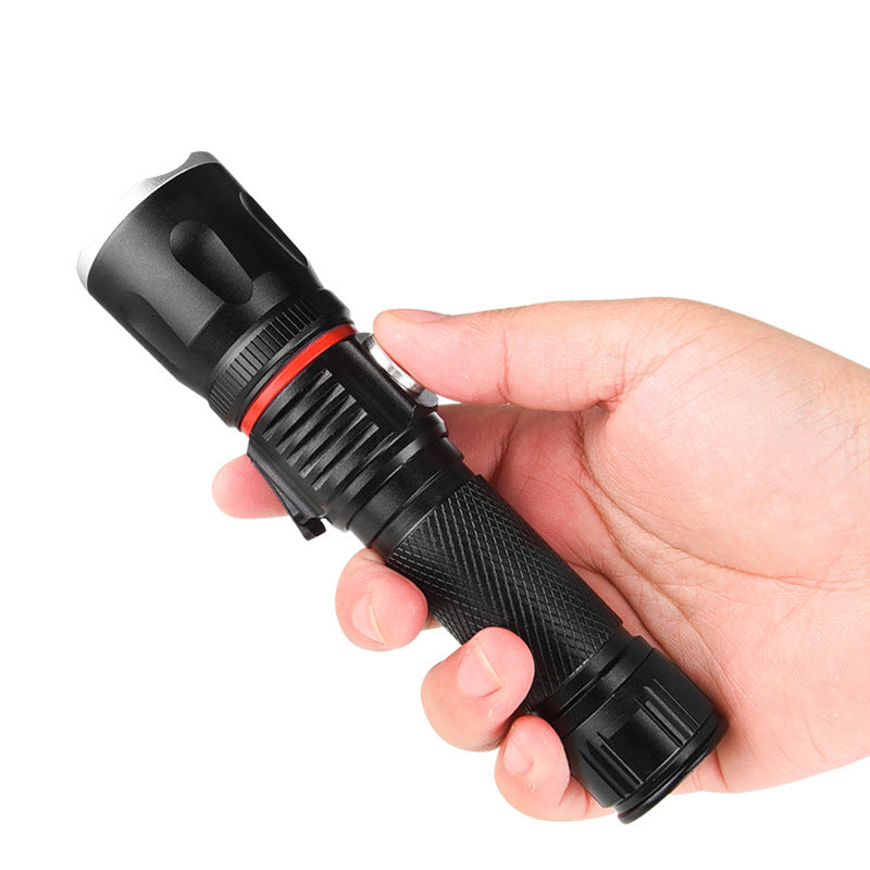 Cross-mirror LED mini zoom T6 strong light flashlight, outdoor lighting long-range zoom direct charging strong magnetic flashlight wholesale