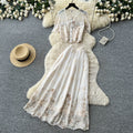 French chic floral print short sleeve embroidered two-piece set - women's summer casual slim fit age-defying outfit