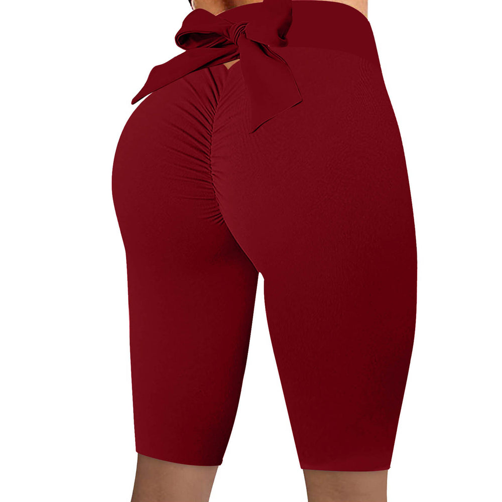 2025 amazon women's bowknot honeycomb jacquard solid color yoga pants, activewear, capri leggings - in stock, cropped length