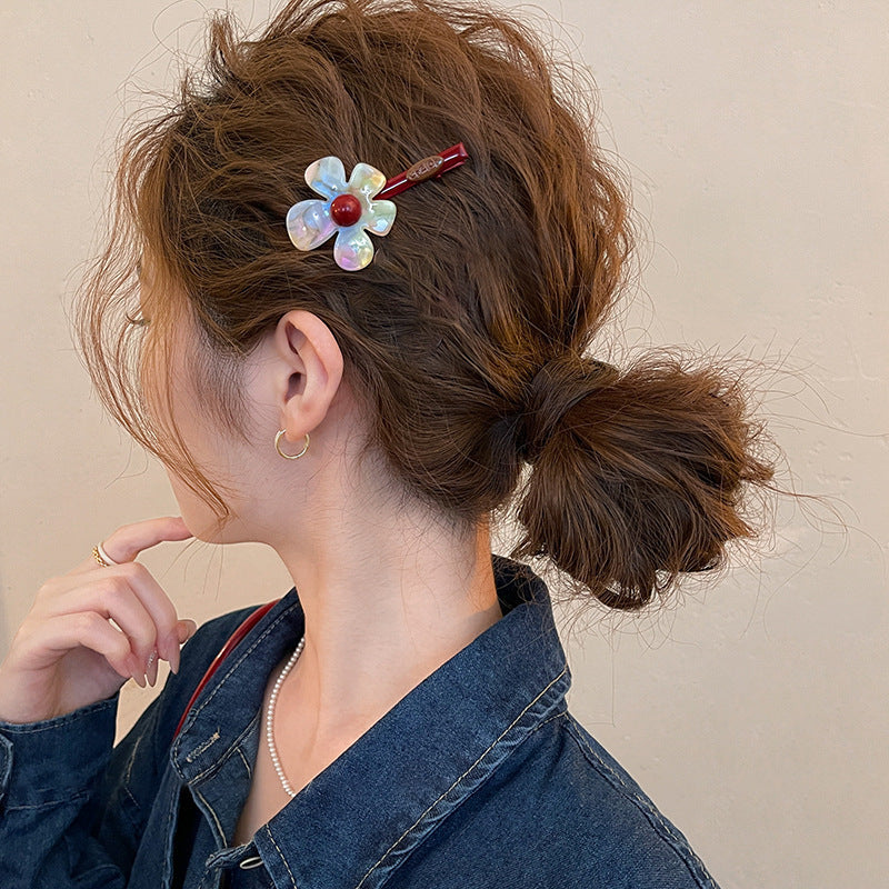 Symphony acetate flower hair clip women's side clip side hair clip 2026 new style bangs clip duckbill clip forehead hair accessories winter
