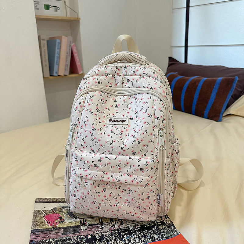 2025 new spring outing: stylish & chic solid color/floral casual student backpack - fresh & feminine everyday bag