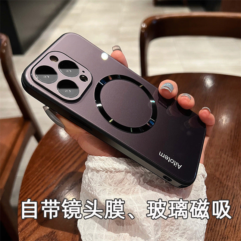 Suitable for iphone16promax gradient glass magnetic mate70 mobile phone case apple 15 lens film all-inclusive
