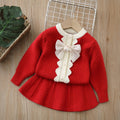Girls' sweater cardigan set -  autumn new collection - sweet princess style - two-piece bowknot outfit