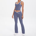 new arrival: double-sided brushed fleece color block compression yoga set - breathable, cross-back design, perfect for running and fitness (two-piece set)