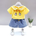 Girls' summer outfit set : trendy and stylish two-piece set for little girls - short sleeve top and shorts - wholesale available