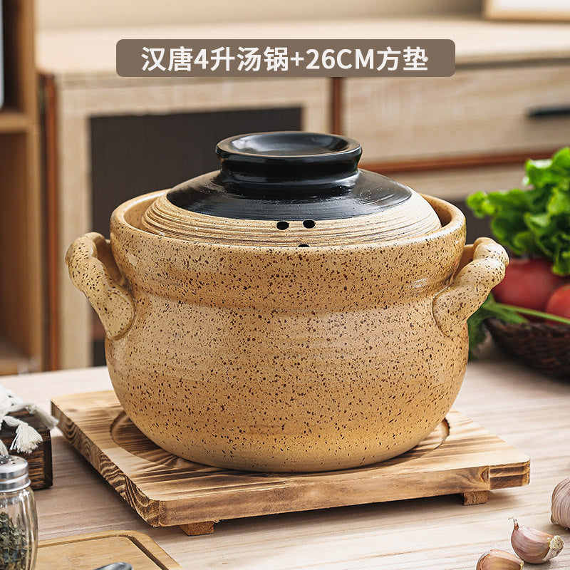 陶土砂锅炖锅家用耐高温燃气灶专用煲汤炖汤商用复古沙锅干烧不裂