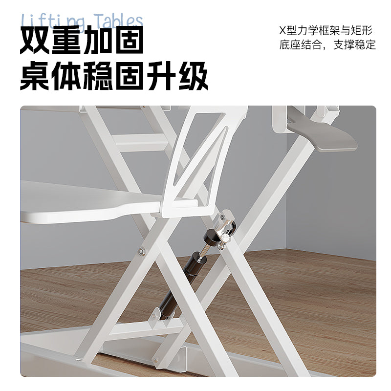Pneumatic standing workstation computer adjustable desk heightening desktop stacking adjustable office desktop computer desk