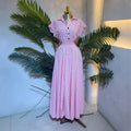 European and american cross-border women's fashion:  summer new arrival - elegant casual striped shirtdress with turn-down collar and cinched waist