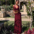 Winternew arrivalfashion style women's fashionsexyv neckhalter suspender tops fungus long skirt two-piece set