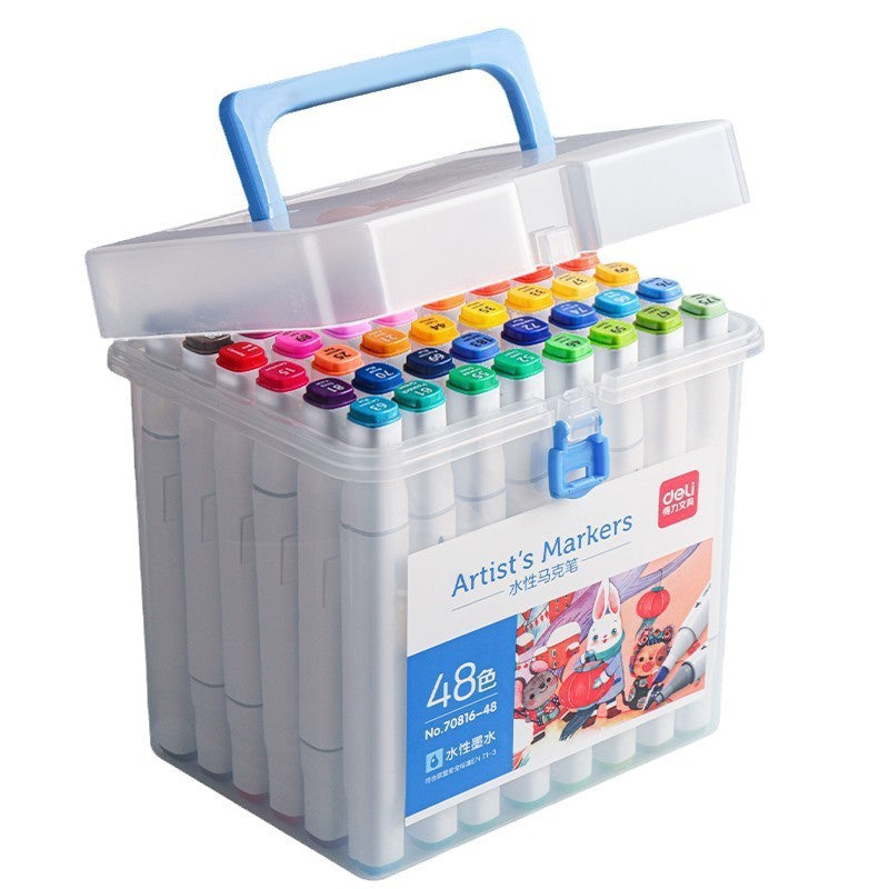 Deli 70816 Soft Head Marker 48 Color Watercolor Pen 36 Double Head Color Brush Children Washable for Students