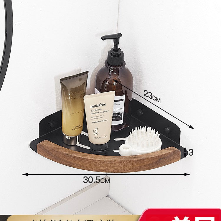 Walnut toilet rack bathroom wall tripod toilet storage basket no punching bath corner rack