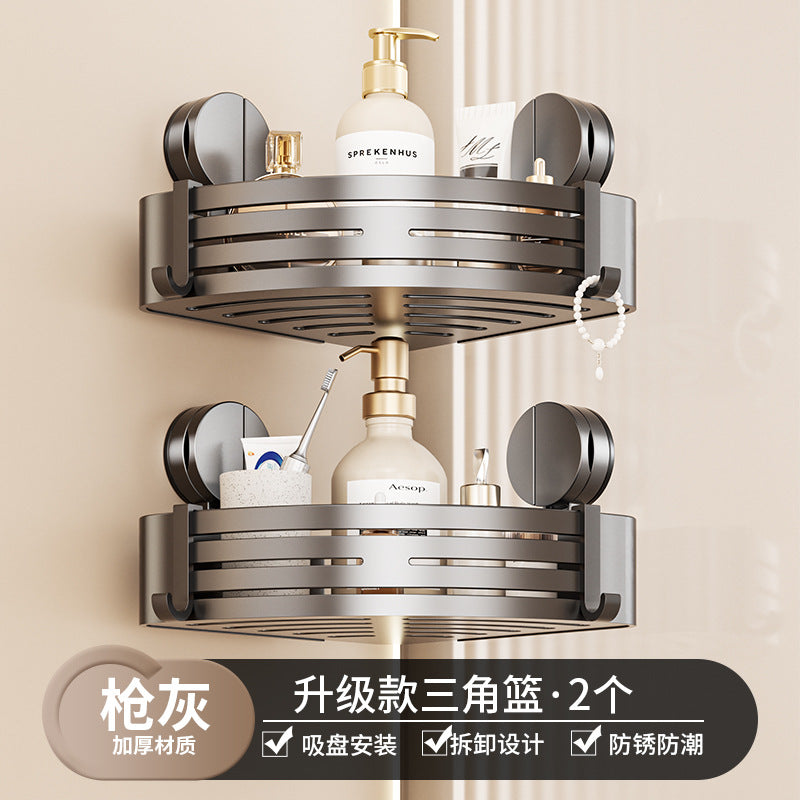 Suction cup towel rack, bathroom free punching, bathroom rack, toilet double folding towel rack, bathroom pendant set.