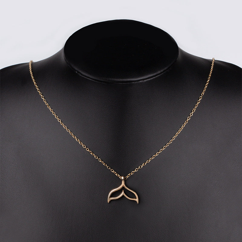 Wholesale mermaid necklace - european & american cross-border alloy jewelry - versatile dolphin tail pendant - niche, affordable luxury women's necklace