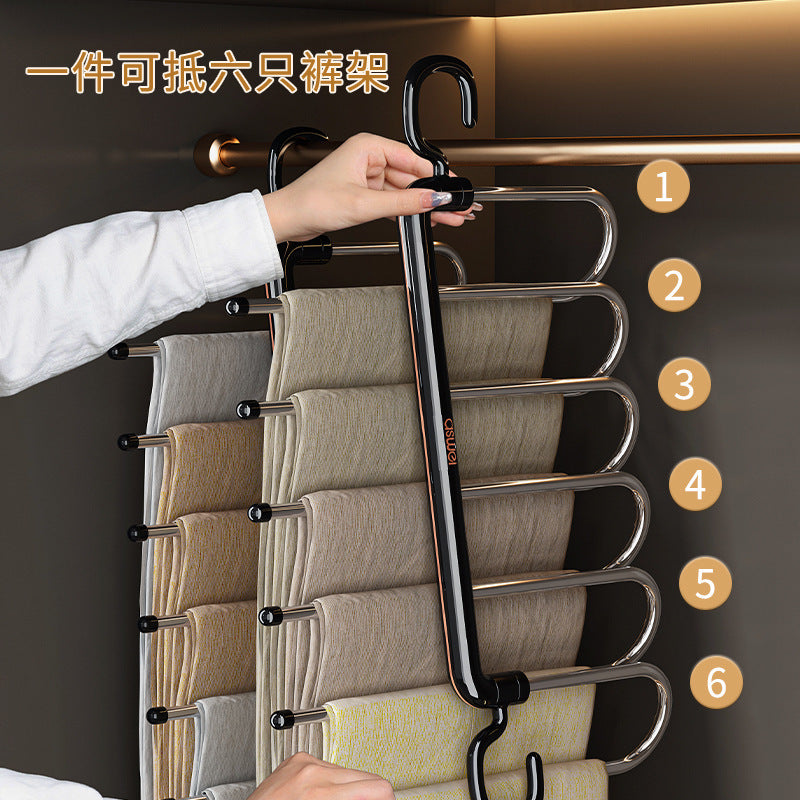 Foldable pants rack - multi-layer, multi-functional pants hanger for home use - no-trace, non-slip pants organizer - the ultimate pants storage solution