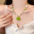 Summer fresh mint green green apple beaded necklace women's sweet forest girl style cute easiest for match clavicle chain