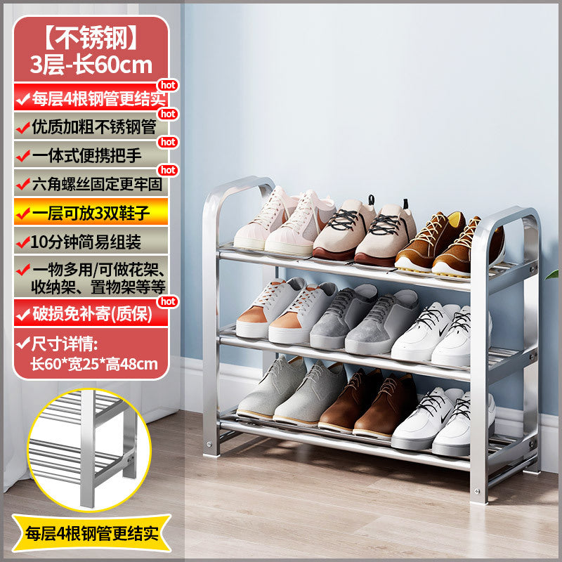 【factory direct】multi-tier stainless steel entryway shoe rack - perfect for dorms, apartments, and rental properties
