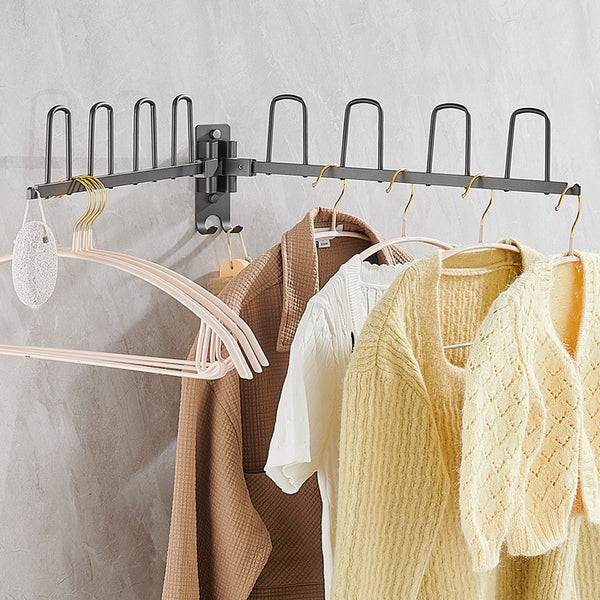 Space aluminum balcony folding shoe drying rack, window sill drying rack, invisible shrinkage storage hook, no punching rack
