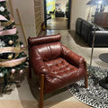 Cream style solid wood sofa genuine leather designer creative high back complex lazy sofa living room single sofa chair