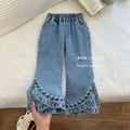 Girl denim bell bottoms spring & fall new arrivaloutwearkorean stylekidsilm spring & fall clothing baby micro-flared pants trendy