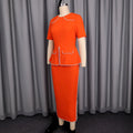 New round neck commute dress - ruffle trim knit chain detail bodycon dress