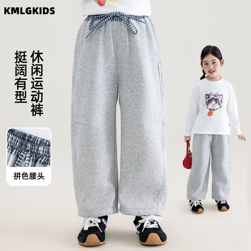 Girls' casual straight-leg sweatpants - new autumn  collection: stylish, cute, and sweet for little girls