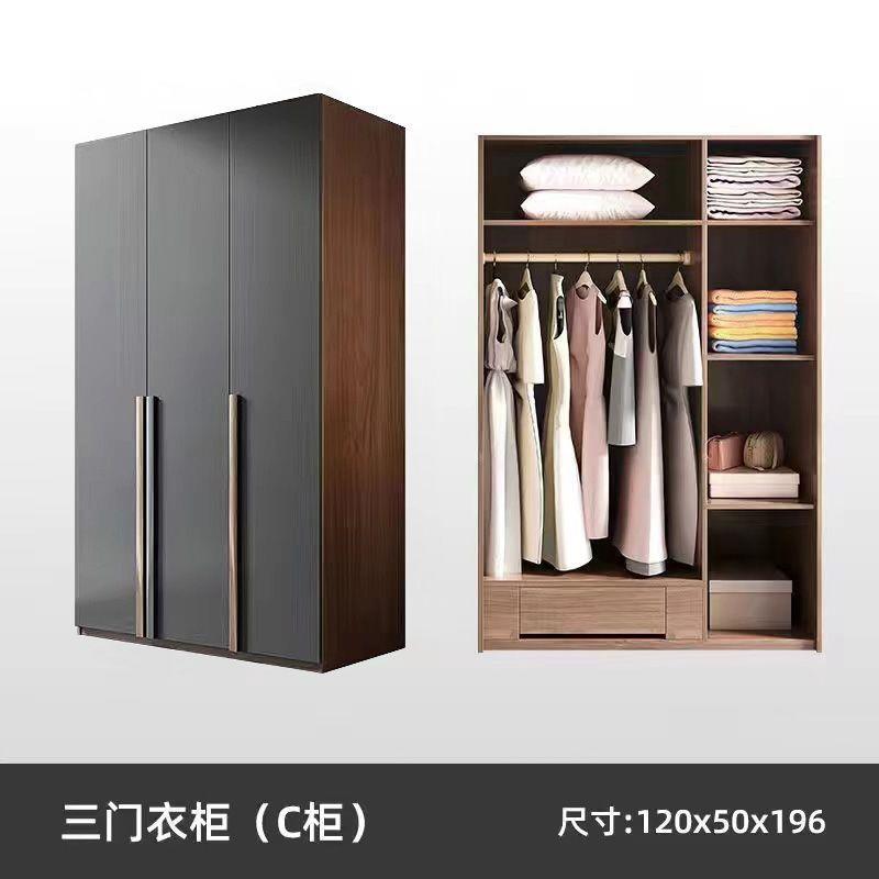 Wardrobe for home bedroom modern casual large capacity assembled multi-layer solid wood cabinet normcore storage light luxury wardrobe