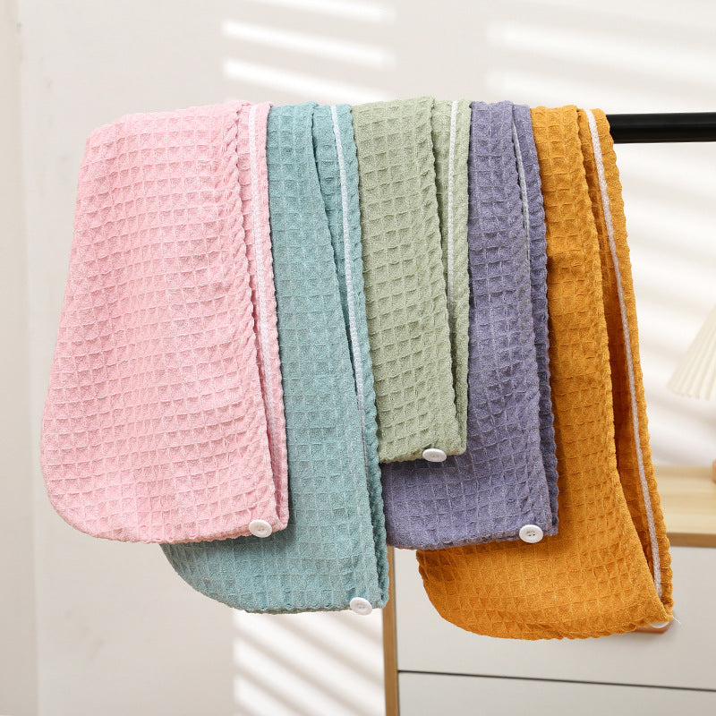 New arrival pineapple grids dry hair cap, thickened and absorbent, good women's headscarf towel, coral velvet shower cap