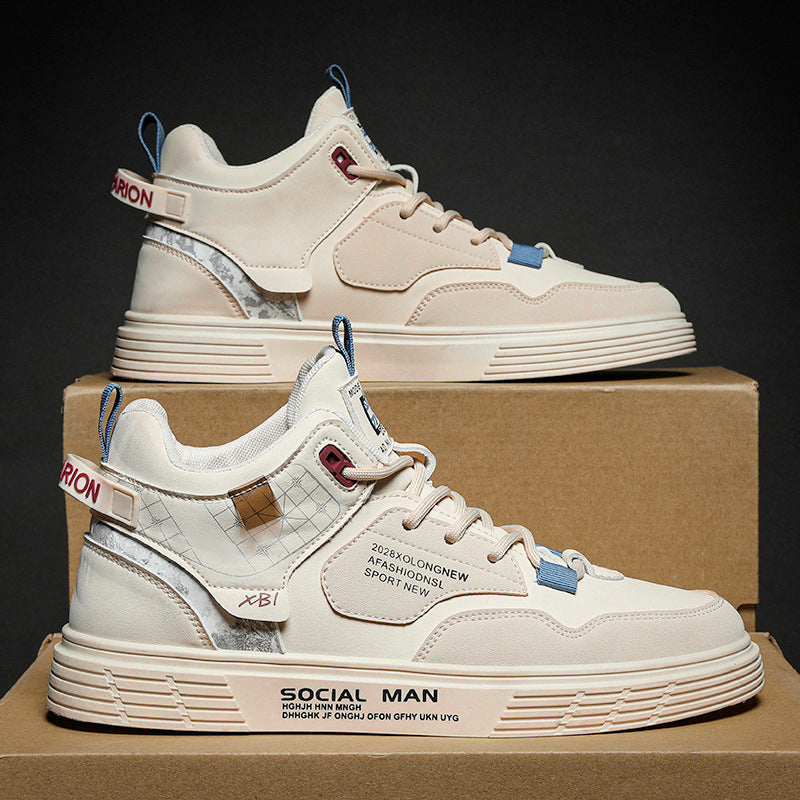 Men's high-top winter shoes 2025: new men's autumn sports & casual white canvas low-top skate shoes - trendy student sneakers