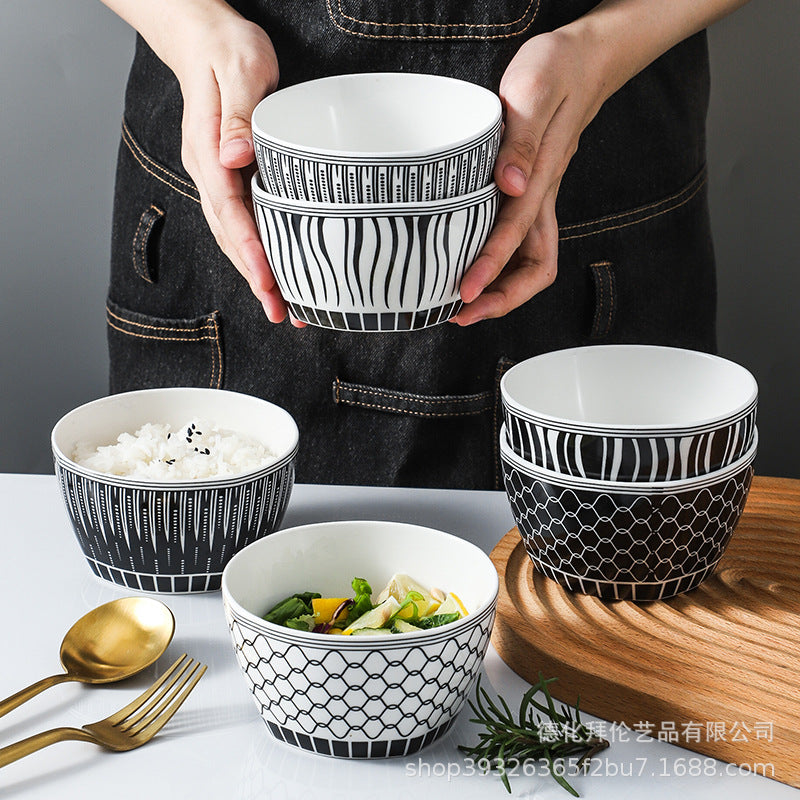 European style minimalist rice bowl, unique household bowl, ceramic creative trendy bowl, moroccan style 4.5inch dessert bowl