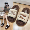 Thick sole fur slippers 2024fall and winternew arrivalfashioneasiest for match one-line slippers high-looking cashmerecasualpopular