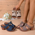 plus size  summer new european and american floral stitching export round toe casual women's high heel sandals and slippers