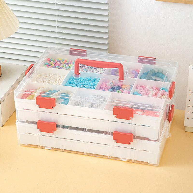 Desktop beaded jewelry storage box Plastic with lid grid classification Multi-layer stackable loose bead bead storage box