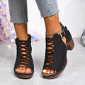 plus size  summer new chunky heel high heel roman peep-toe cutout buckle strap sandals, size 43,