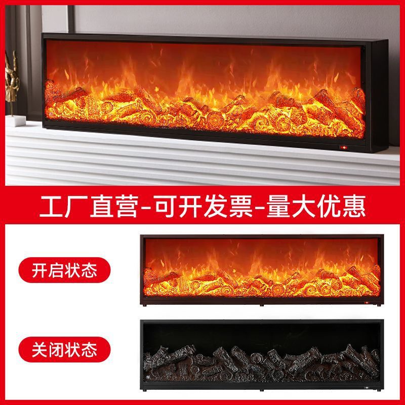 New led electric fireplace with realistic flame effect - european style built-in decorative mantel heater for home use