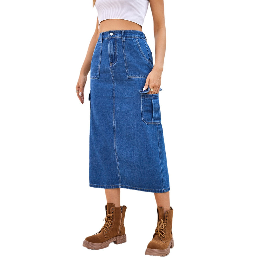 Wishfashion cross-border foreign trade summer new  independent station washed workwear skirt denim skirt for women