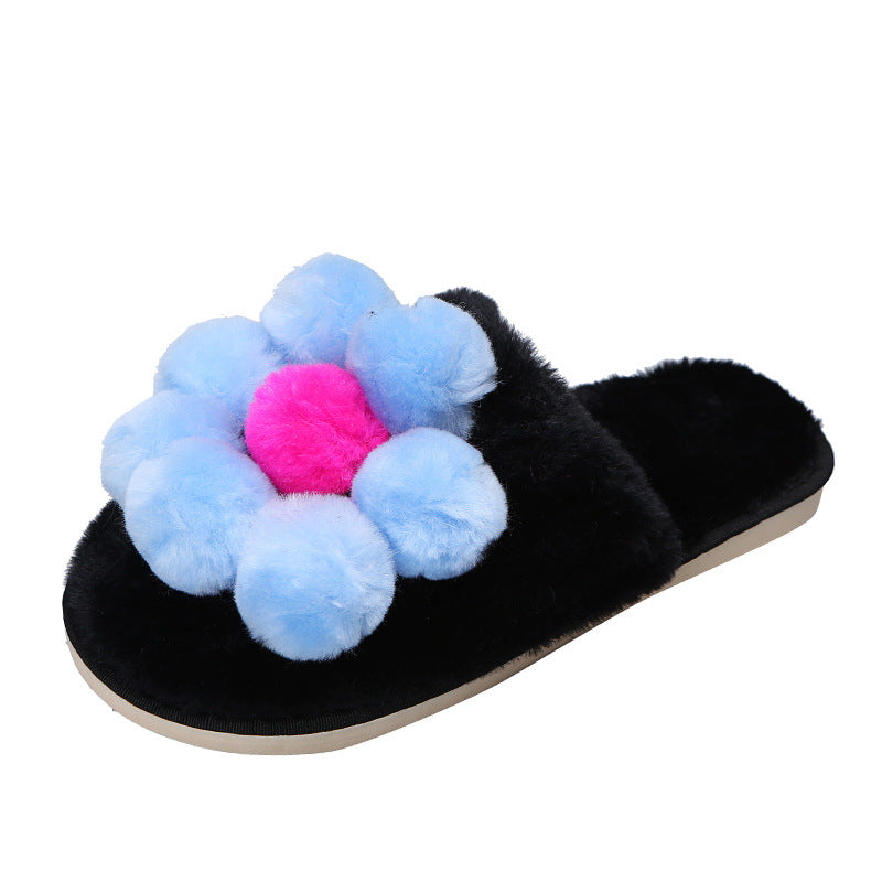2024 new women's cotton slippers - casual, indoor, autumn/winter, thick-soled, floral, cute plush slippers for home and outdoor wear