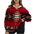 new european and american style  print top - women's half-zip pullover long sleeve sweatshirt