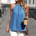 Fashion cross-border export  independent station summer new style lace-up round neck halter suspender loose denim tops