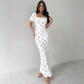 french chic polka dot dress - women's summer slim-fit knit maxi dress