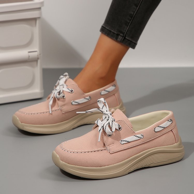 export plus size casual flats for women,  spring/autumn new collection, round toe chunky sole low-cut lace-up flat casual shoes