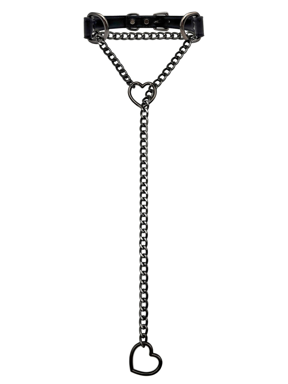 European and american new lariat heart necklace o-ring sliding chain necklace hip hop punk rock stainless steel pendant