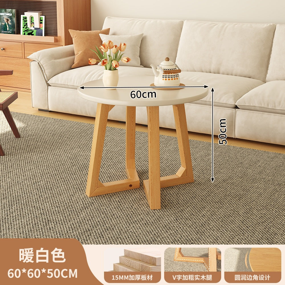Japanese style solid wood living room coffee table small apartment insfor home log style round side table casual dining tea table