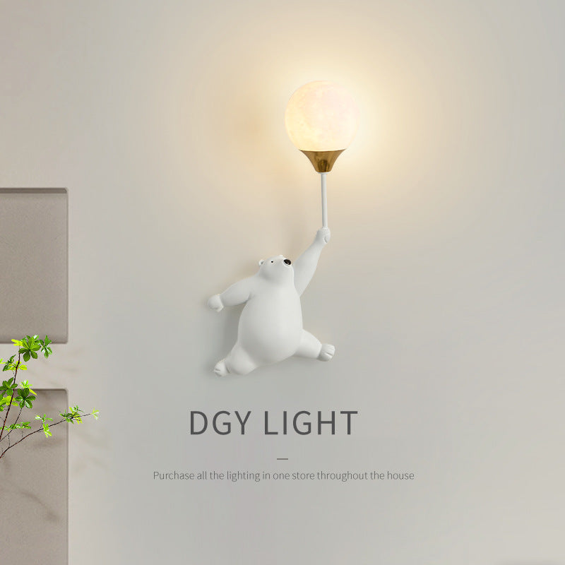 Wall lamp bedside lamp bedroom staircase lamp background wall wall lamp hanging lamp boy girl bear children's room lamp E
