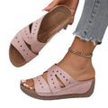 Amazon  spring/summer new arrival: women's plus size embroidered & hollow-out wedge sandals - wholesale for export